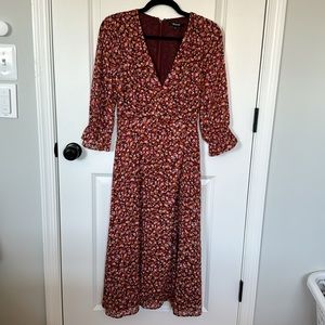 Madewell Crossover Midi Dress in Clipdot Spring Prairie